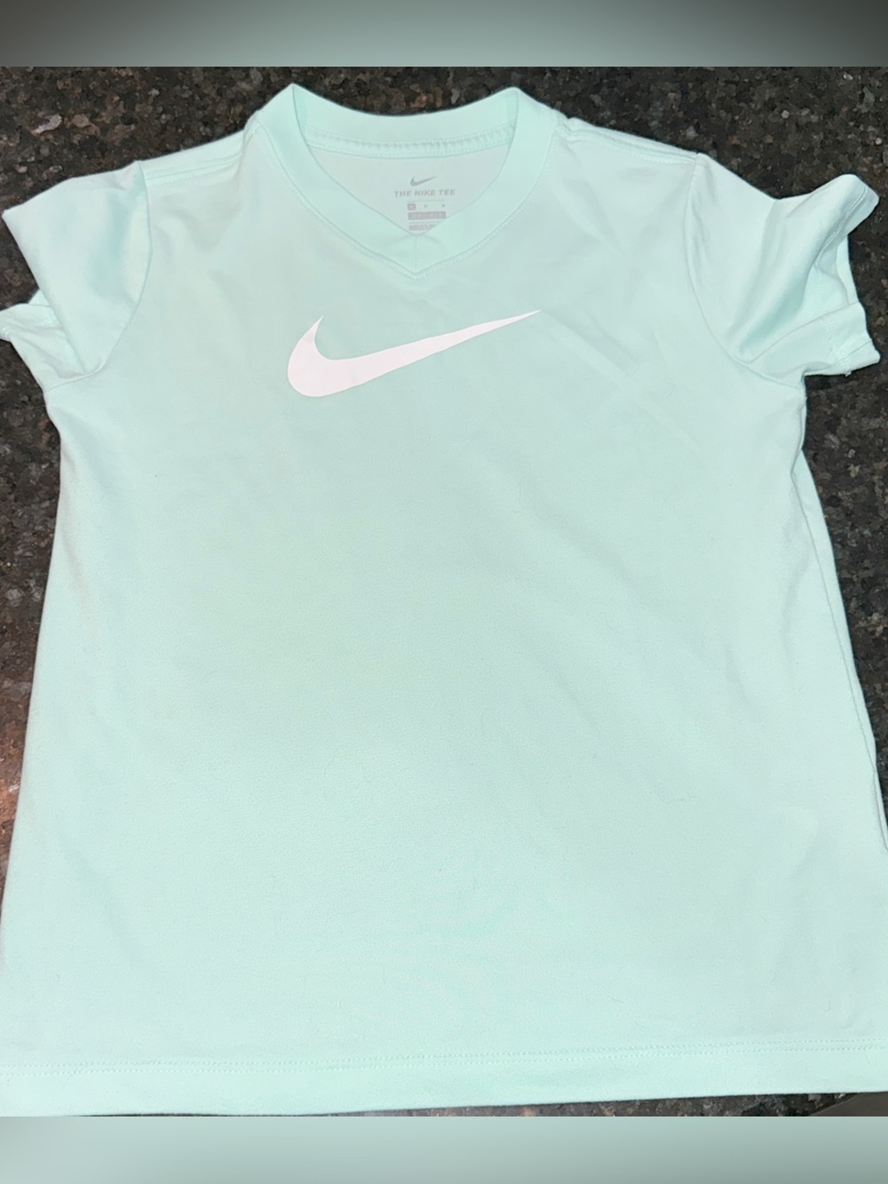 Nike Kids Mint Green V-Neck Tee with White Swoosh